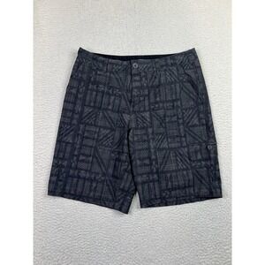 Crazy Shirts Shorts Mens 33 Gray Black Geometric Stretch Flat Front Casual